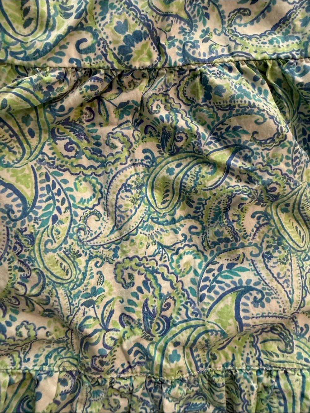 J Crew Paisley Print Tiered girls dress in Blue & Green